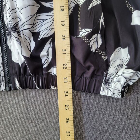 Pam & Gela Jacket P/S Black Yellow Floral Poppy Color Block Windbreaker - Picture 8 of 8